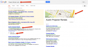 Austin Projector Rentals - A Google listing